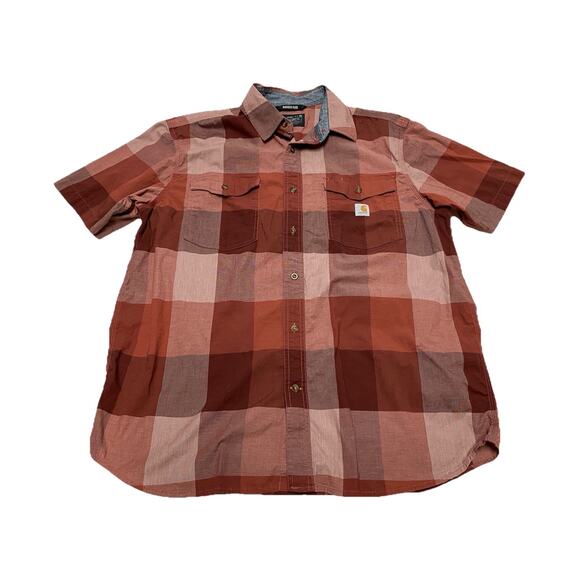 Carhartt Shirt Mens XL Relaxed Short Sleeve Button Check 104623 Rugged Flex - Picture 1 of 6